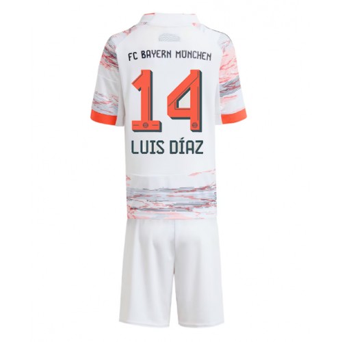 Lacne Dětský Futbalové dres Bayern Munich Luis Diaz #14 2025-26 Krátky Rukáv - Preč (+ trenírky)